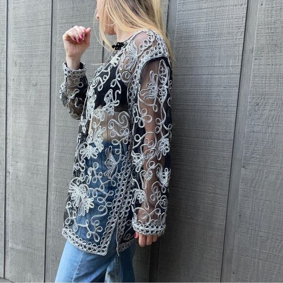 Jeannie mesh and embroidered Asian inspired jacket - Picture 1 of 7